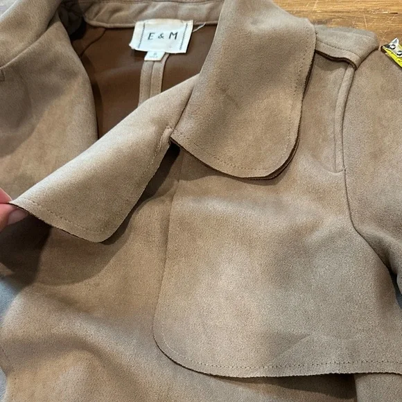 E&M | Women's Tan Suede moto style Jacket - Picture 7 of 13